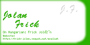 jolan frick business card